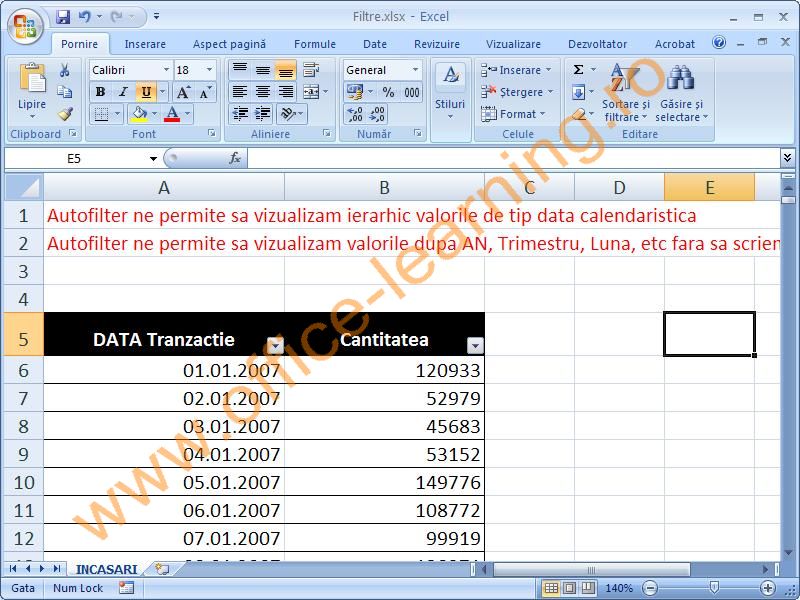 Curs Excel 2007 Nivel Mediu Avansat (II) - ONLINE in limba romana pentru versiunea localizata (RO)